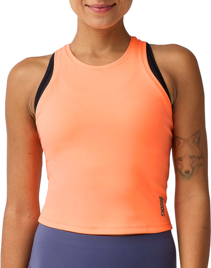 Brooks Dash Womens Running Crop Top - Orange