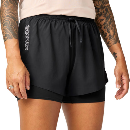 Brooks Cascadia 2 in 1 Womens Running Shorts - Black