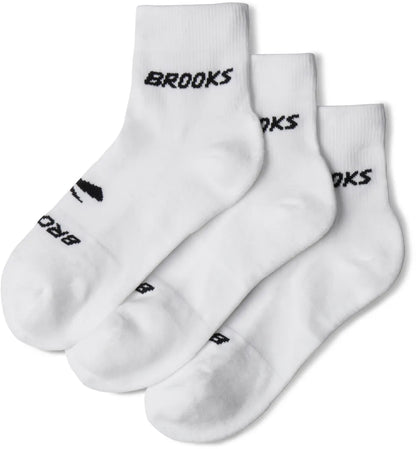 Brooks Run In (3 Pack) Quarter Running Socks - White
