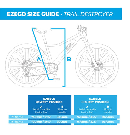 Ezego Trail Destroyer II Electric Mountain Bike - Teal