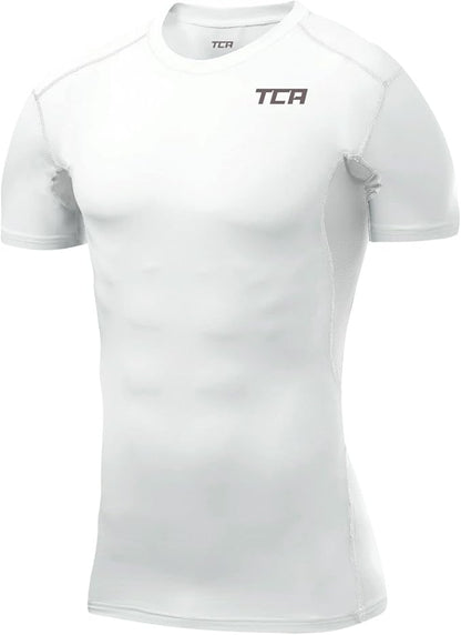TCA Pro Performance Short Sleeve Mens Compression Top - White