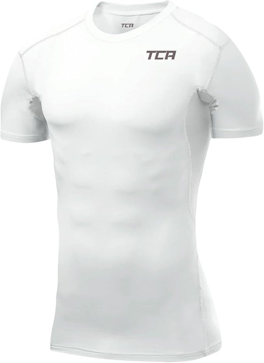 TCA Pro Performance Short Sleeve Mens Compression Top - White