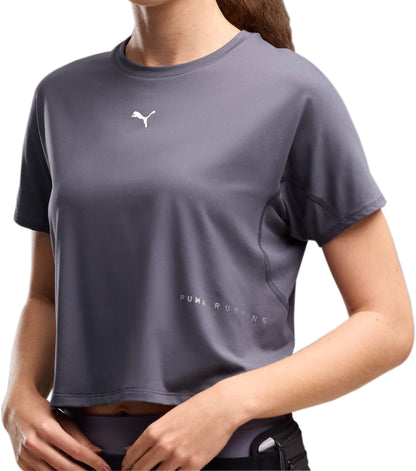 Puma Brightstride Cloudspun Short Sleeve Womens Running Top - Grey