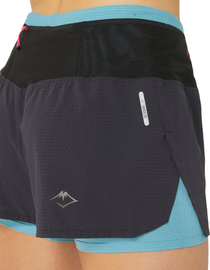 Asics FujiTrail 2 In 1 Womens Running Shorts - Black