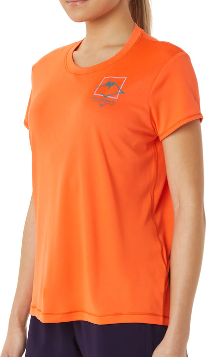 Asics FujiTrail Logo Womens Short Sleeve Running Top - Orange