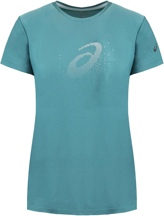 Asics Graphic Short Sleeve Womens Running Top - Green