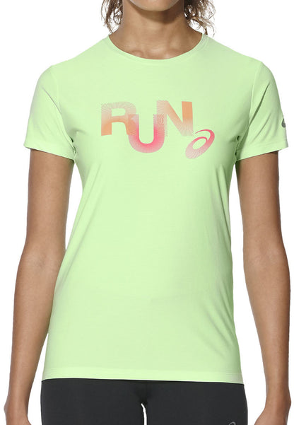 Asics Graphic Short Sleeve Womens Running Top - Green