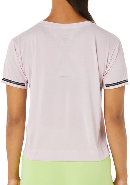 Asics Race Cropped Short Sleeve Womens Running Top - Pink