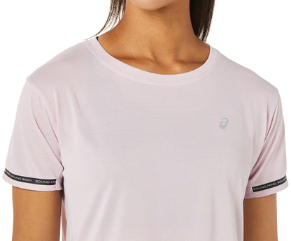 Asics Race Cropped Short Sleeve Womens Running Top - Pink