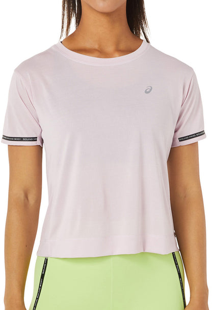 Asics Race Cropped Short Sleeve Womens Running Top - Pink