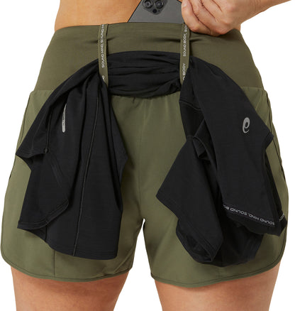 Asics Road 3.5 Inch Womens Running Shorts - Green