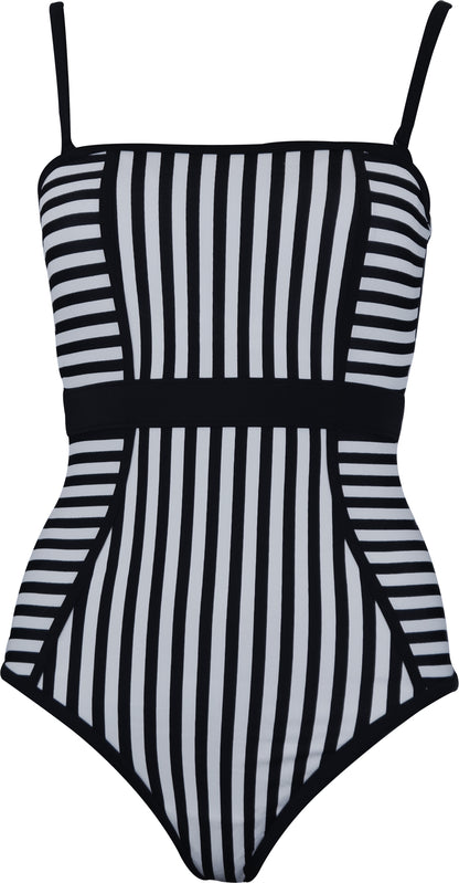 Avon Monochrome Stripe Womens Swimsuit - Black