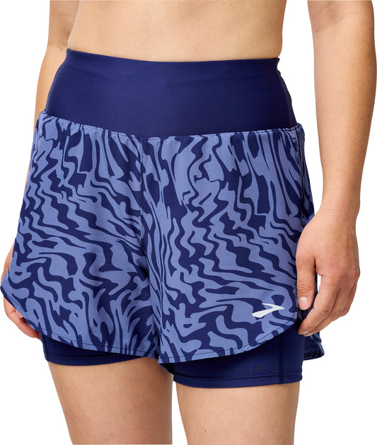 Brooks 5 Inch Chaser 2 In 1 Womens Running Shorts - Blue