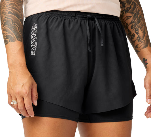 Brooks Cascadia 2 In 1 Womens Running Shorts - Black