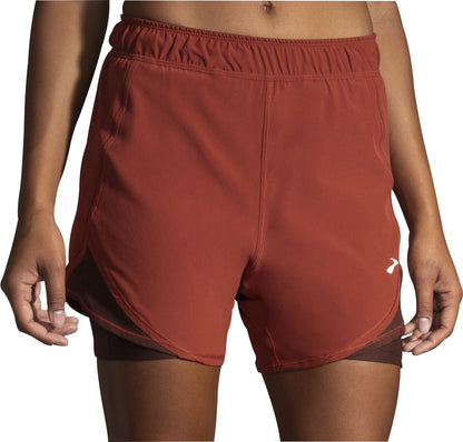 Brooks Chaser 5 Inch 2 In 1 Womens Running Shorts - Red