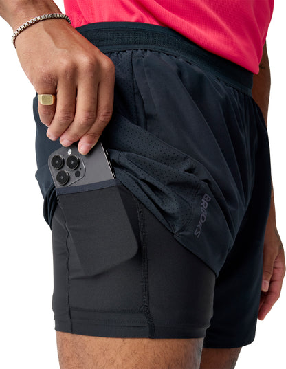 Brooks Dash 2 In 1 Mens Running Shorts - Black