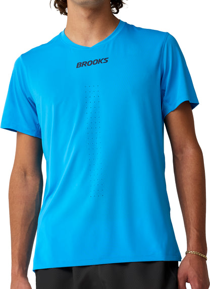 Brooks Dash Cooling Short Sleeve Mens Running Top - Blue