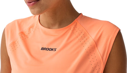 Brooks Dash Cooling Womens Running Vest Tank Top - Orange