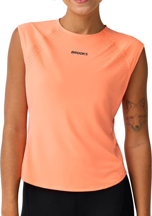 Brooks Dash Cooling Womens Running Vest Tank Top - Orange