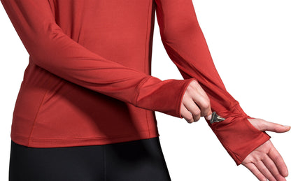 Brooks Dash Half Zip Long Sleeve Womens Running Top - Red