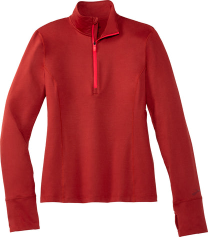 Brooks Dash Half Zip Long Sleeve Womens Running Top - Red