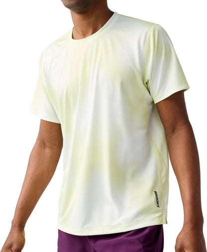 Brooks Dash Printed Short Sleeve Mens Running Top - Yellow