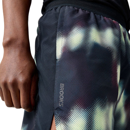 Brooks Dash Printed Mens Running Shorts - Black