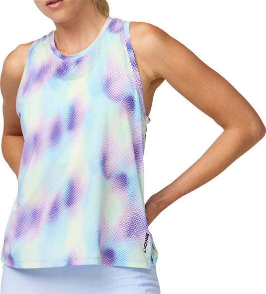 Brooks Dash Printed Womens Running Vest Tank Top - Purple