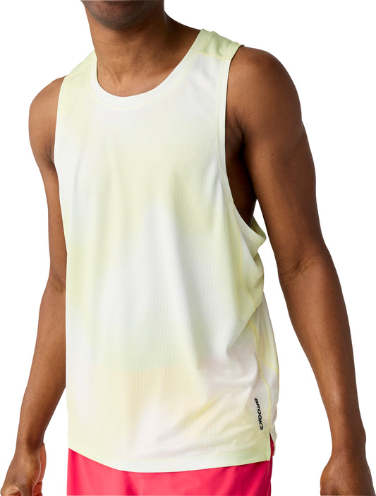 Brooks Dash Printed Mens Running Vest - Yellow