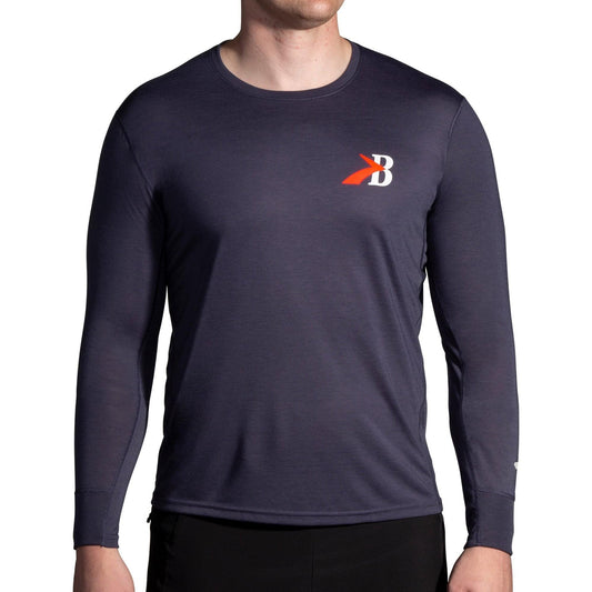Brooks Distance Graphic Long Sleeve Mens Running Top - Grey