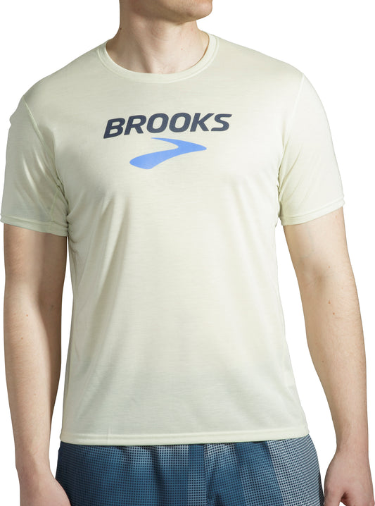 Brooks Distance Graphic Short Sleeve Mens Running Top - Yellow