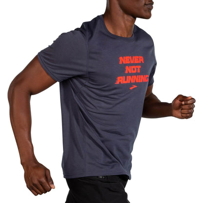 Brooks Distance Graphic Short Sleeve Mens Running Top - Grey