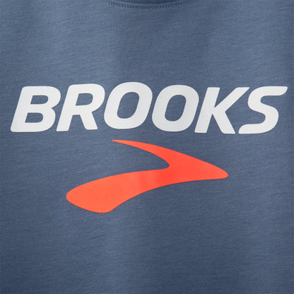 Brooks Distance Graphic Short Sleeve Mens Running Top - Blue