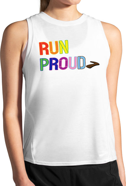 Brooks Distance Graphic Womens Running Vest Tank Top - White