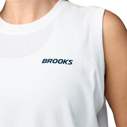 Brooks Graphic Womens Running Vest Tank Top - White