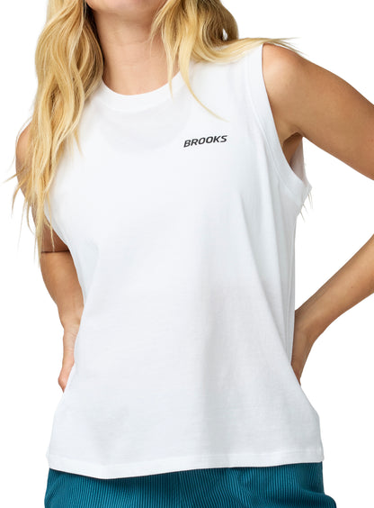 Brooks Graphic Womens Running Vest Tank Top - White