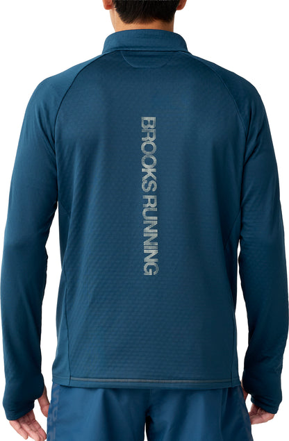 Brooks Momentum Thermal Reflective Half Zip Long Sleeve Mens Running Top - Blue