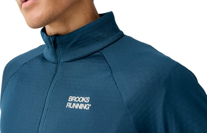 Brooks Momentum Thermal Reflective Half Zip Long Sleeve Mens Running Top - Blue