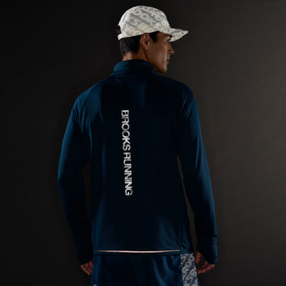 Brooks Momentum Thermal Reflective Half Zip Long Sleeve Mens Running Top - Blue
