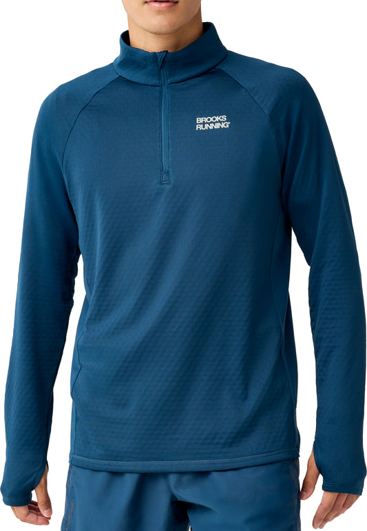 Brooks Momentum Thermal Reflective Half Zip Long Sleeve Mens Running Top - Blue