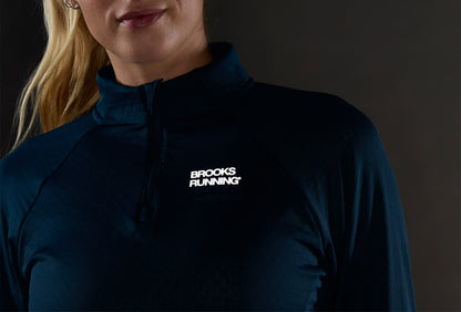 Brooks Momentum Thermal Reflective Half Zip Long Sleeve Womens Running Top - Blue