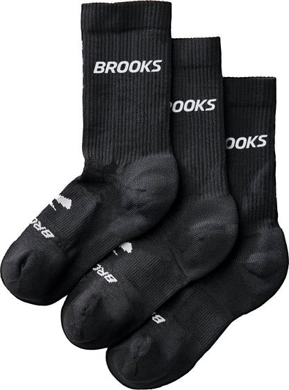 Brooks Run In (3 Pack) Crew Running Socks - Black