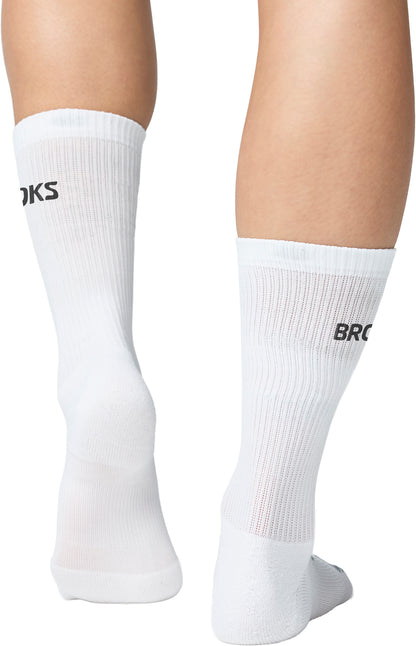 Brooks Run-In (3 Pack) Crew Running Socks - White