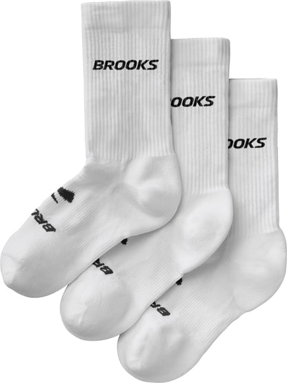 Brooks Run-In (3 Pack) Crew Running Socks - White
