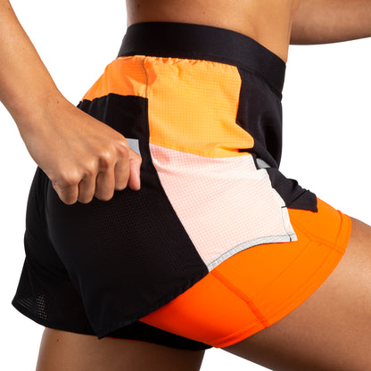 Brooks Run Visible 2.0 4 Inch 2 In 1 Womens Running Shorts - Black