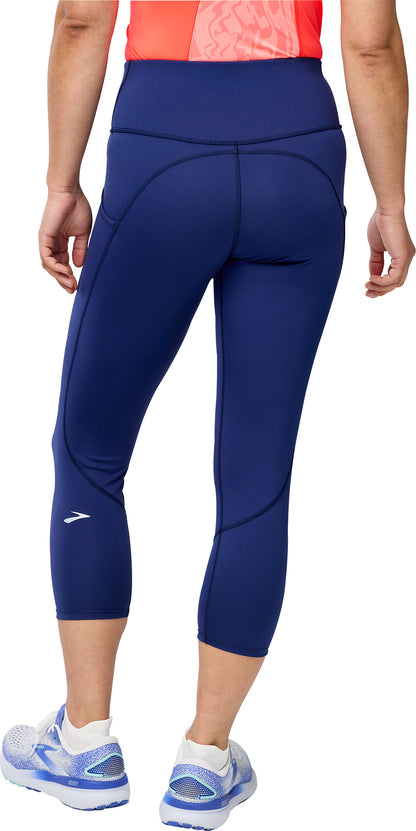 Brooks Spark Womens 3/4 Capri Running Tights - Blue