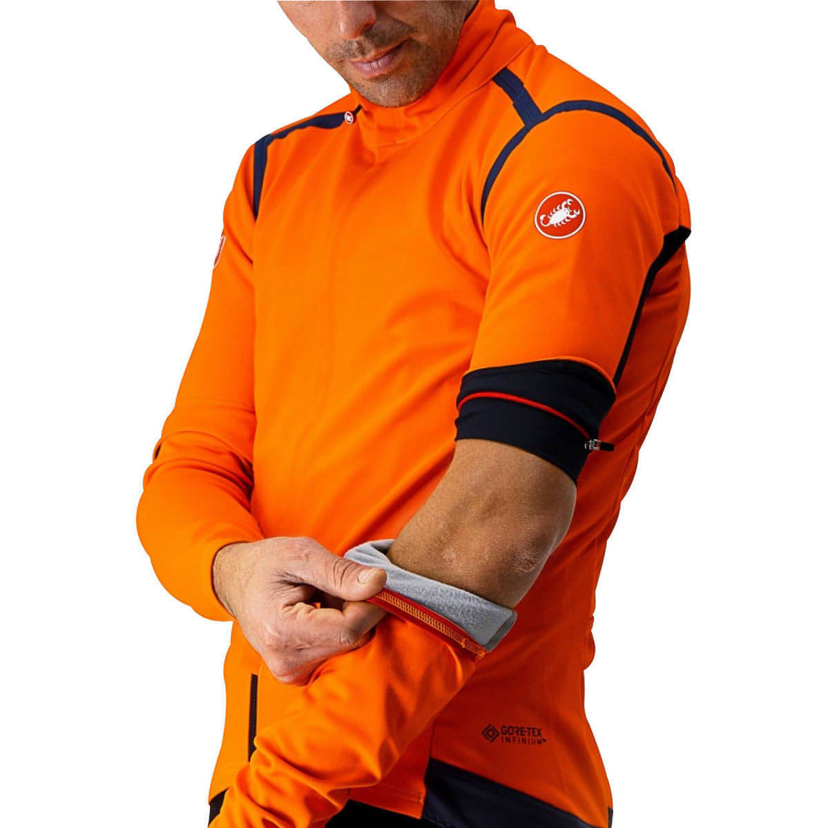 Castelli Perfetto コンバーチブルジャケット オレンジ Mサイズ Castelli Perfetto Ros Convertible Mens Cycling Jacket