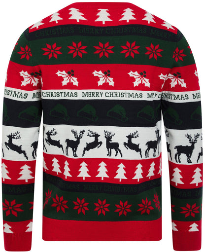 Christmas Candycane Wrapping Paper Pattern Mens Jumper - Red