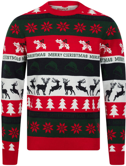 Christmas Candycane Wrapping Paper Pattern Mens Jumper - Red