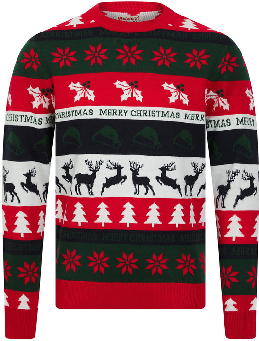 Christmas Candycane Wrapping Paper Pattern Mens Jumper - Red